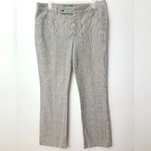 Polo Ralph Lauren Womens Black Gray Plaid Linen Tweed Straight Leg  Pants 12.